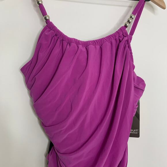 Magic Suit by Miraclesuit Swimsuit One Piece Swimwear Orchid Womens Size 12 New - Picture 5 of 15